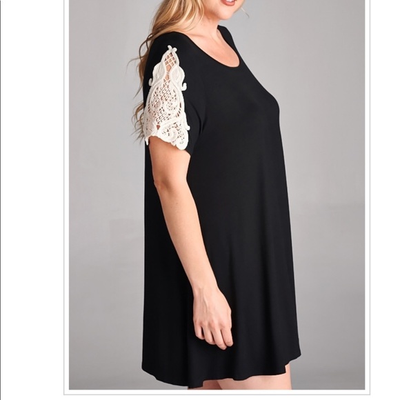 Plus Size Solid Jersey Tunic Tank Shoulder Lace - Picture 1 of 1
